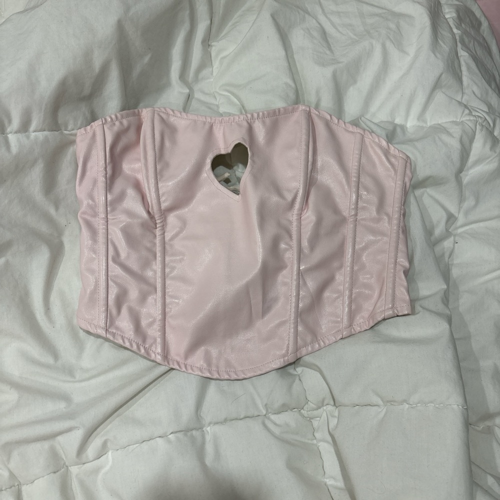 Edikted Pink Heart Cutout Corset Top